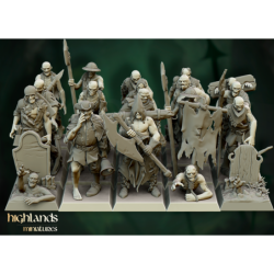 Highlands Miniatures - Zombie Regiment (10) - with Command Group