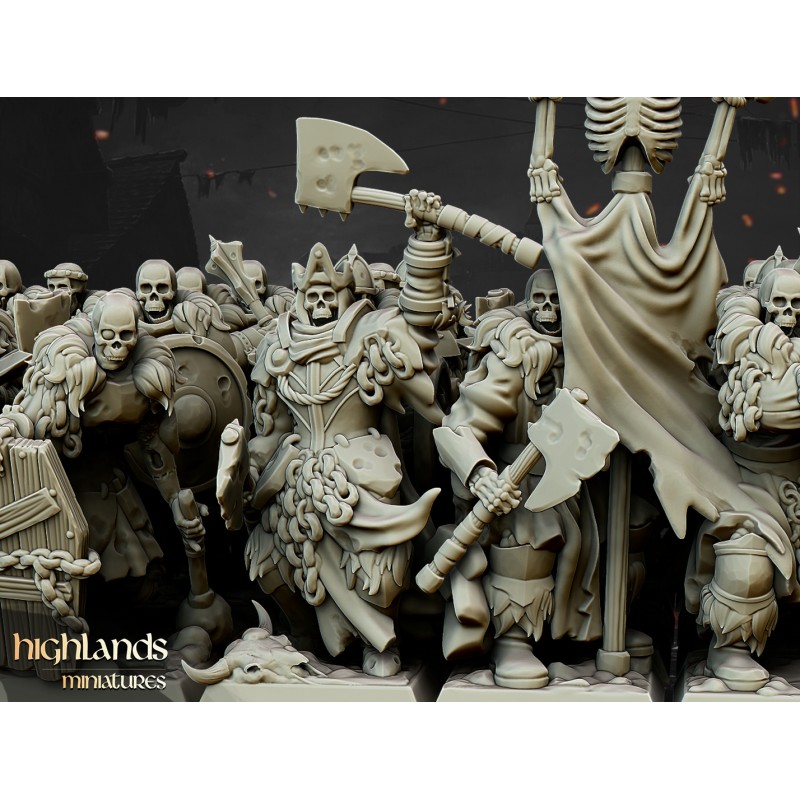 Highlands Miniatures - Blackwatch Skeleton Unit with Command group (20)