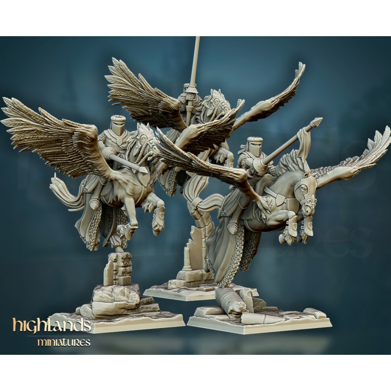 Highlands Miniatures - Pegasus Knights (3) with Square Bases