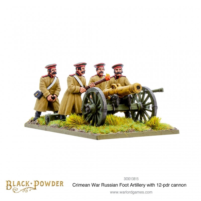 Black Powder Crimean War Russian foot artillery with 12-pdr cannon