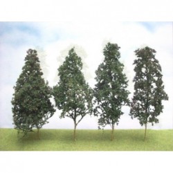 4 arbres feuillus 15cm vert conif.